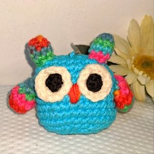 🌈🦉NEW Crochet Owl Keychain Purse Luggage Tag HANDCRAFTED